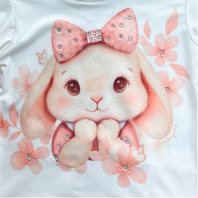 Conj. Blusa Coelhinha e Short Saia - Salmão